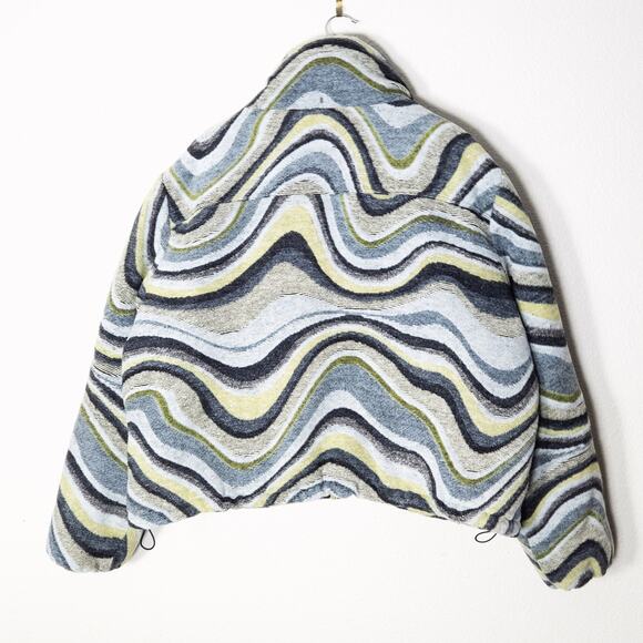 BDG Women’s Isla Wool Puffer Jacket Swirl Print Dopamine Snow Bunny Size 2XL - Picture 2 of 10